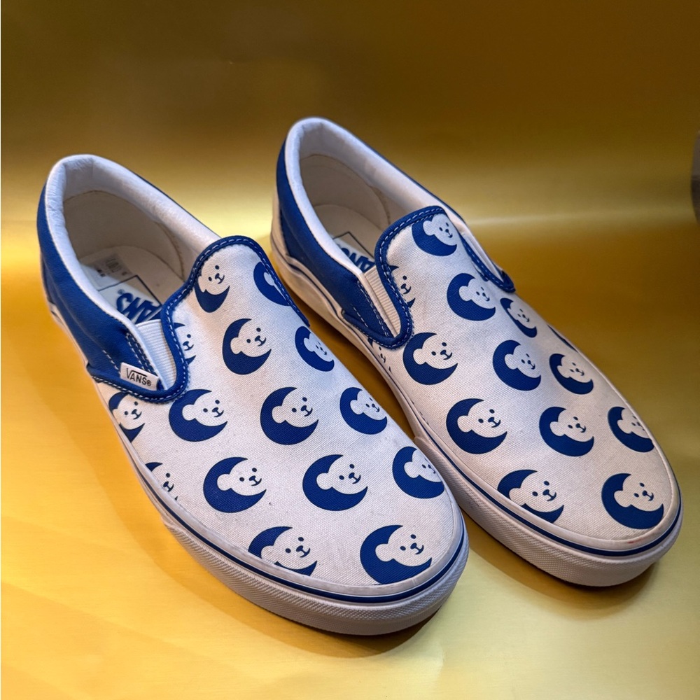 Vans X Choc Hospital Bear White/ Blue Slip On Shoes - never worn, Reduced Ship